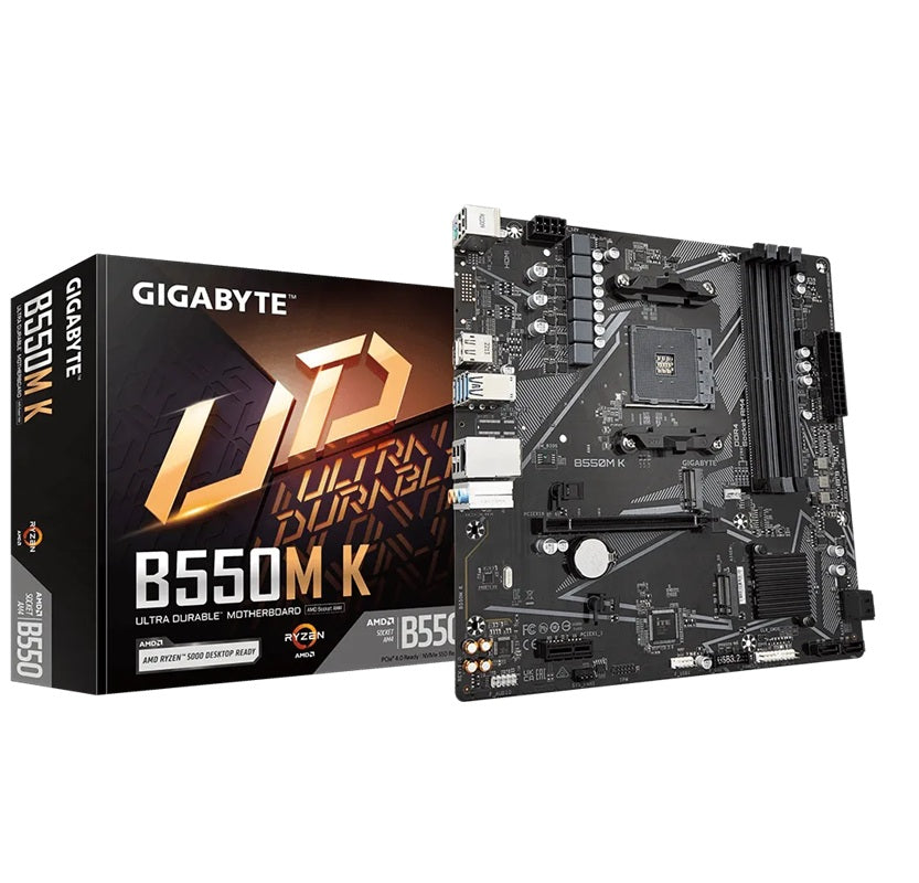 Gigabyte B550MK AMD AM4 M-ATX Motherboard 4x DDR4~128GB,1x PCIe x16, 1 x PCIe x1, 2x M.2, 4x SATA , 4x USB 3.2,  4x USB 2.0 Gigabyte B550MK AMD AM4 M-ATX Motherboard 4x DDR4~128GB,1x PCIe x16, 1 x PCIe x1, 2x M.2, 4x SATA , 4x USB 3.2,  4x USB 2.0